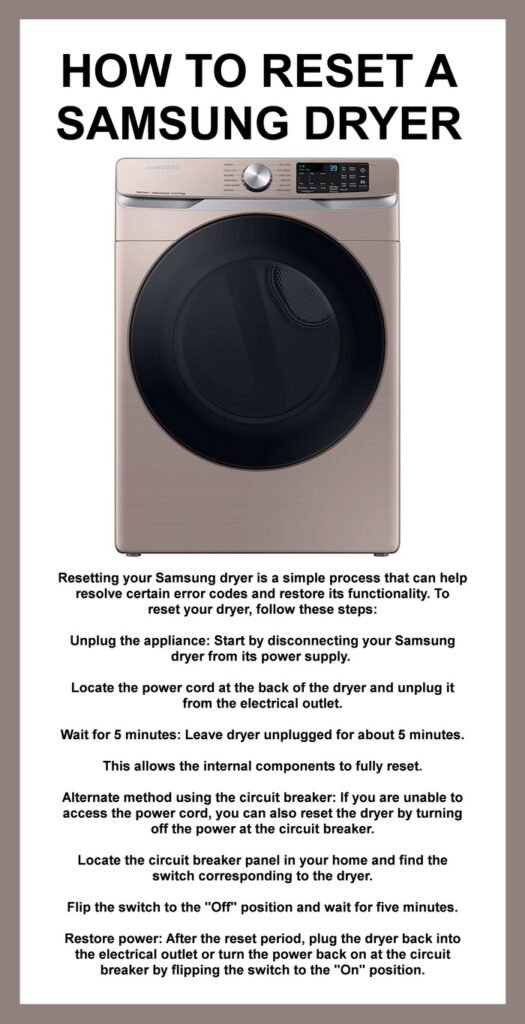 How To Reset Samsung Dryers After Error Code F1