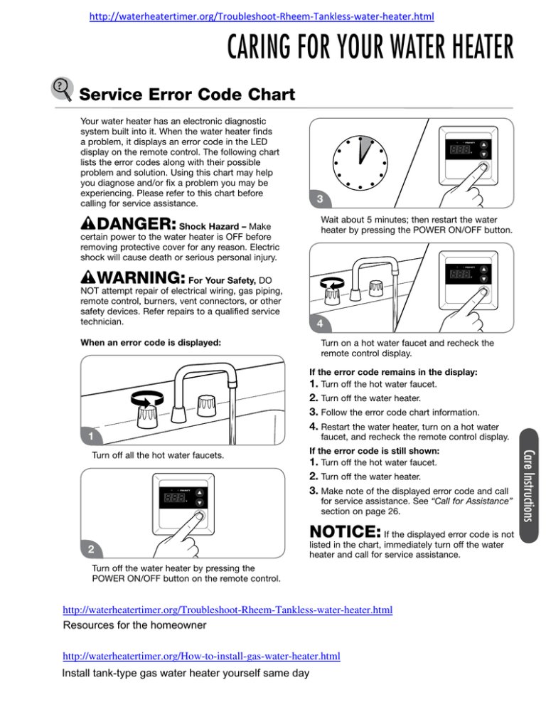 When To Call A Technician For Rheem Water Heaters Error Code He